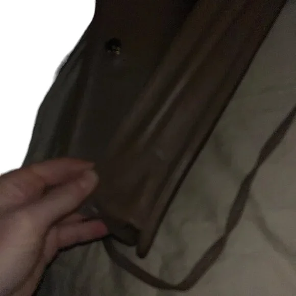 anne klein vintage taupe khaki leather patchwork look classic shoulder b… - Picture 6 of 9